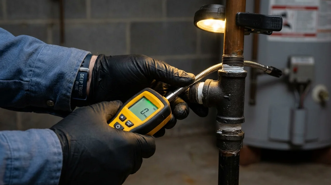 Gas leak detection with electronic sniffer by Johns Plumbing LLC in Hebbronville